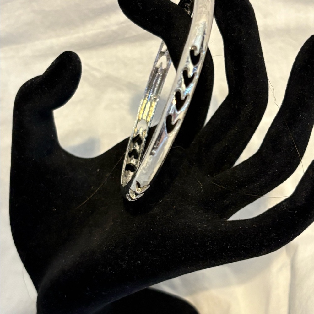 Silver Heart Bangle Bracelet